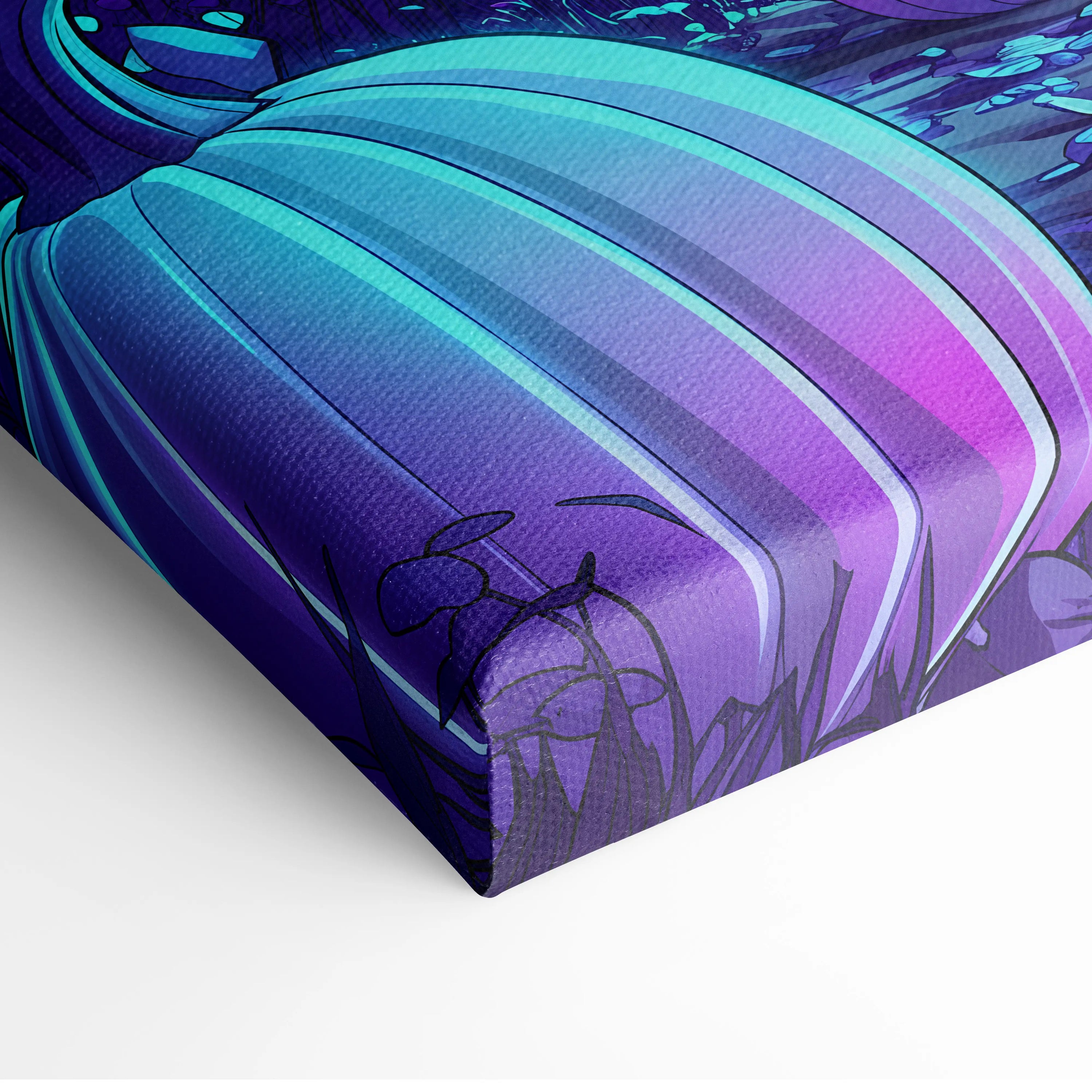 Neon Vaporwave Canvas Glow - Vaporwave Landscape Neon Blue Purple Living Room Retro Futurism Dreamy Vaporwave Canvas