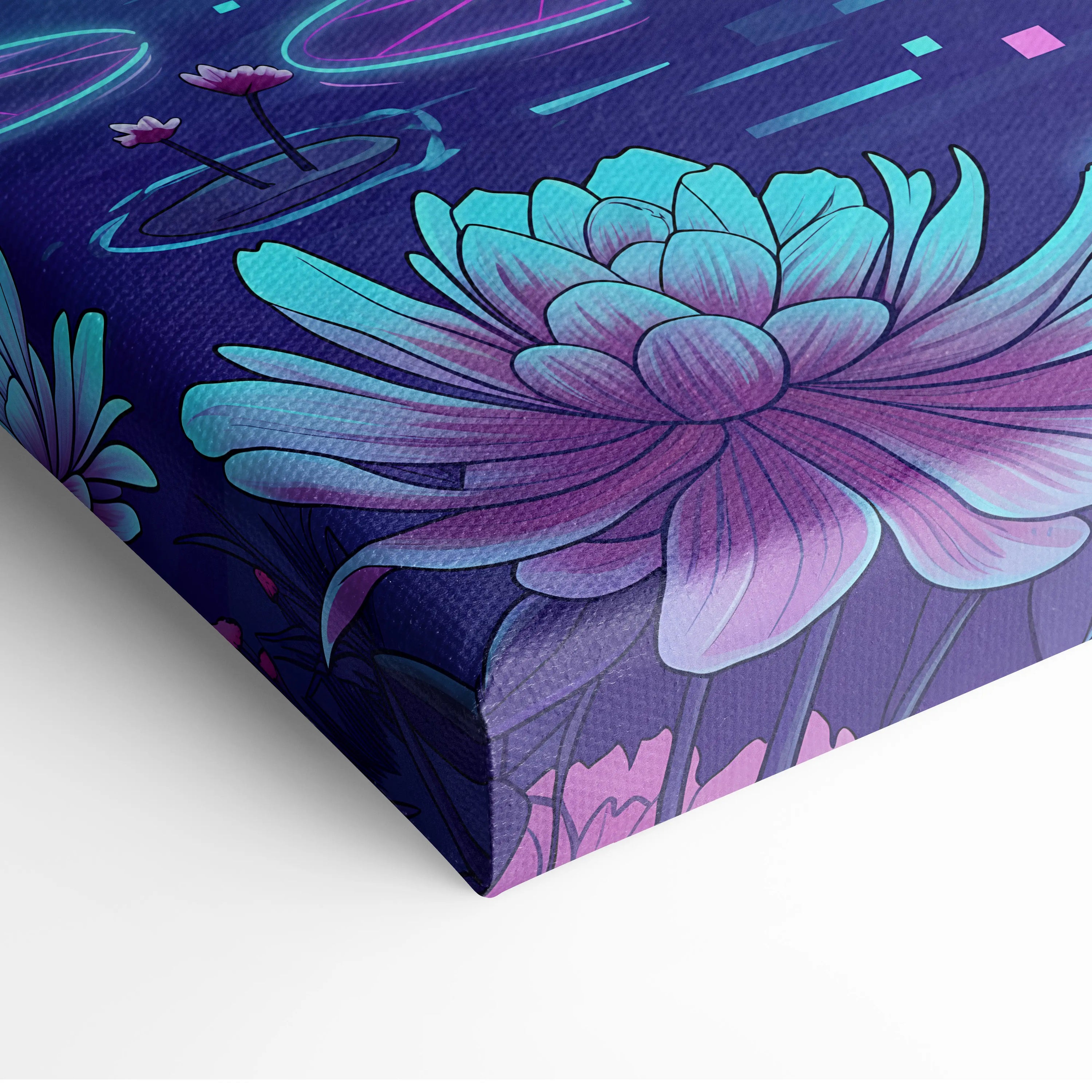 Neon Vaporwave Landscape Canvas - Vaporwave Landscape Neon Sunset Purple Blue Pink Living Room Decor Retro Futurist
