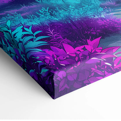 Neon Vapor Dreamscape Canvas - Surreal Neon Landscape Living Room Vaporwave Dreamy Mood Retro Decor Wall Art Canvas