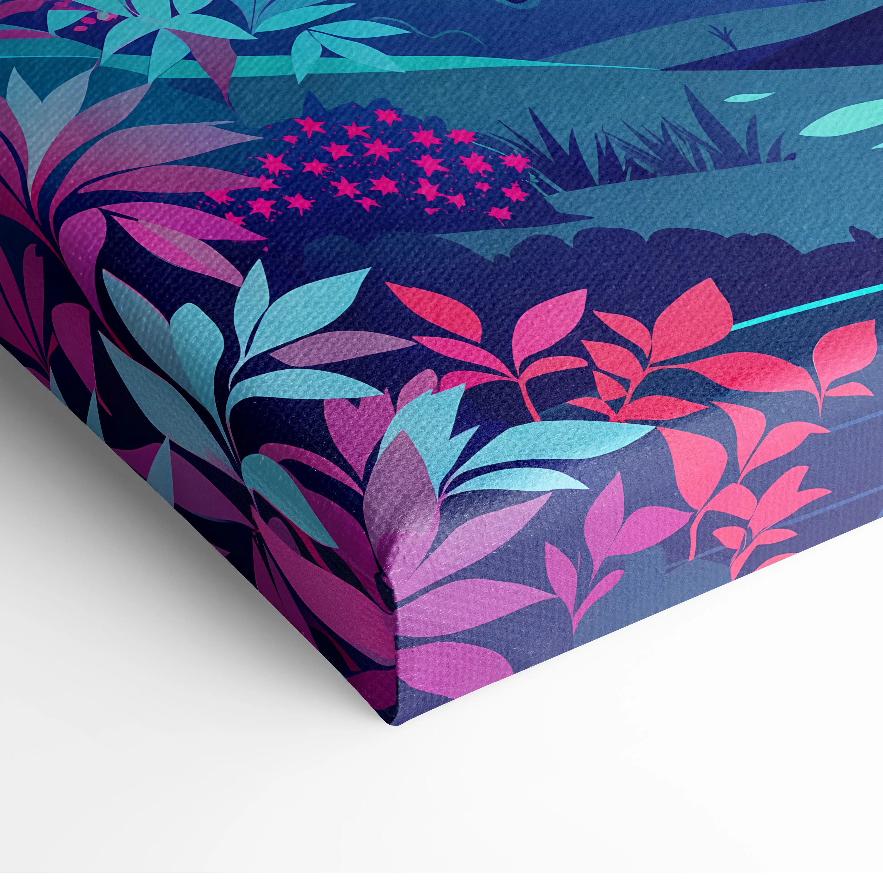 Vaporwave Neon Sunset Canvas - Neon Sunset Landscape Pink Purple Blue Living Room Vaporwave Dreamy Mood RetroDecor Canvas