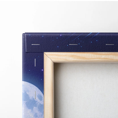 Vaporwave Neon Cosmos Canvas - Vaporwave Landscape Neon Blue Living Room Futurism Dreamy Atmosphere Modern Wall Art