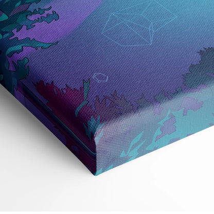 Neon Paris Vaporwave Canvas - Eiffel Tower Purple Teal Living Room Vaporwave Dreamy Retro Futurism Neon City Art Canvas