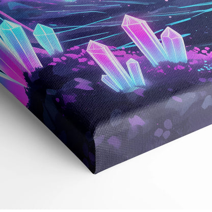Neon Forest Moon Vaporwave - Forest Moon Neon Purple Teal Living Room Vaporwave Dreamy Surreal Neon Retro Wall Art