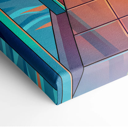 Neon Sunset Vaporwave Canvas - Seaside Pier Neon Blues Sunset Living Room Vaporwave Dreamy Vaporwave Wall Art Canvas
