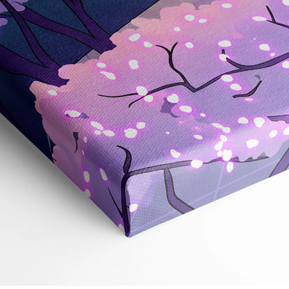 Neon Sakura Vaporwave Canvas Art - Japan Landscape Neon Pink Living Room Vaporwave Dreamy Mood Neon Japanese Canvas