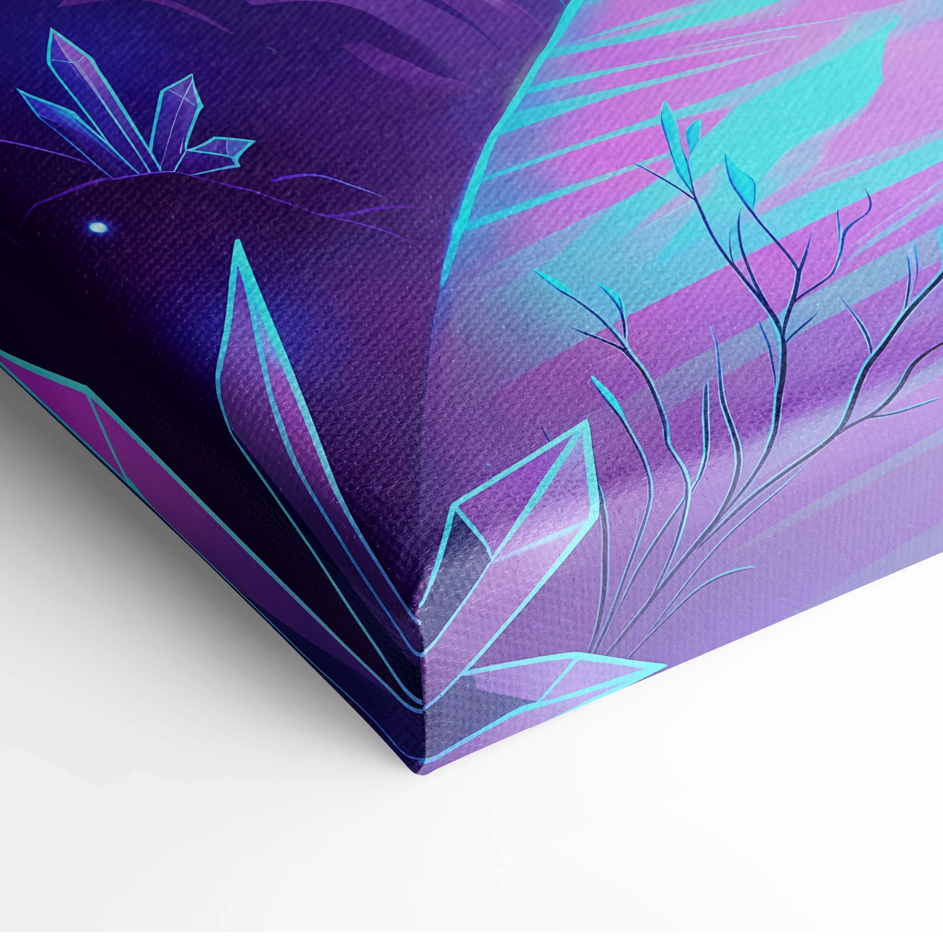 Vaporwave Neon Dream Canvas - Neon Cityscape Surreal Landscape Blues Living Room Vaporwave Dreamy Mood