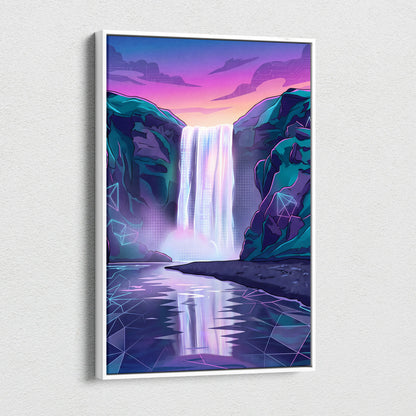 Neon Cityscape Vaporwave Canvas - Vaporwave Cityscape Neon Pink Teal Dreamy Mood Living Room Retro Futurism Canvas Print