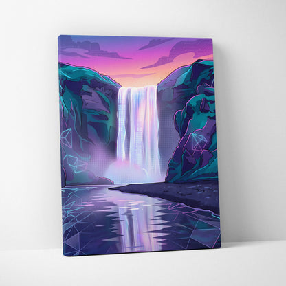 Neon Cityscape Vaporwave Canvas - Vaporwave Cityscape Neon Pink Teal Dreamy Mood Living Room Retro Futurism Canvas Print