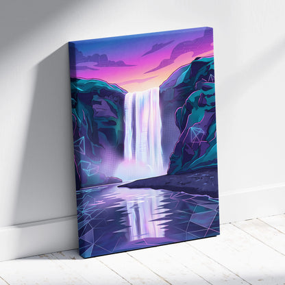 Neon Cityscape Vaporwave Canvas - Vaporwave Cityscape Neon Pink Teal Dreamy Mood Living Room Retro Futurism Canvas Print
