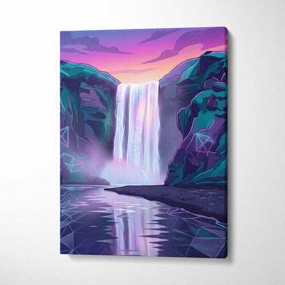 Neon Cityscape Vaporwave Canvas - Vaporwave Cityscape Neon Pink Teal Dreamy Mood Living Room Retro Futurism Canvas Print
