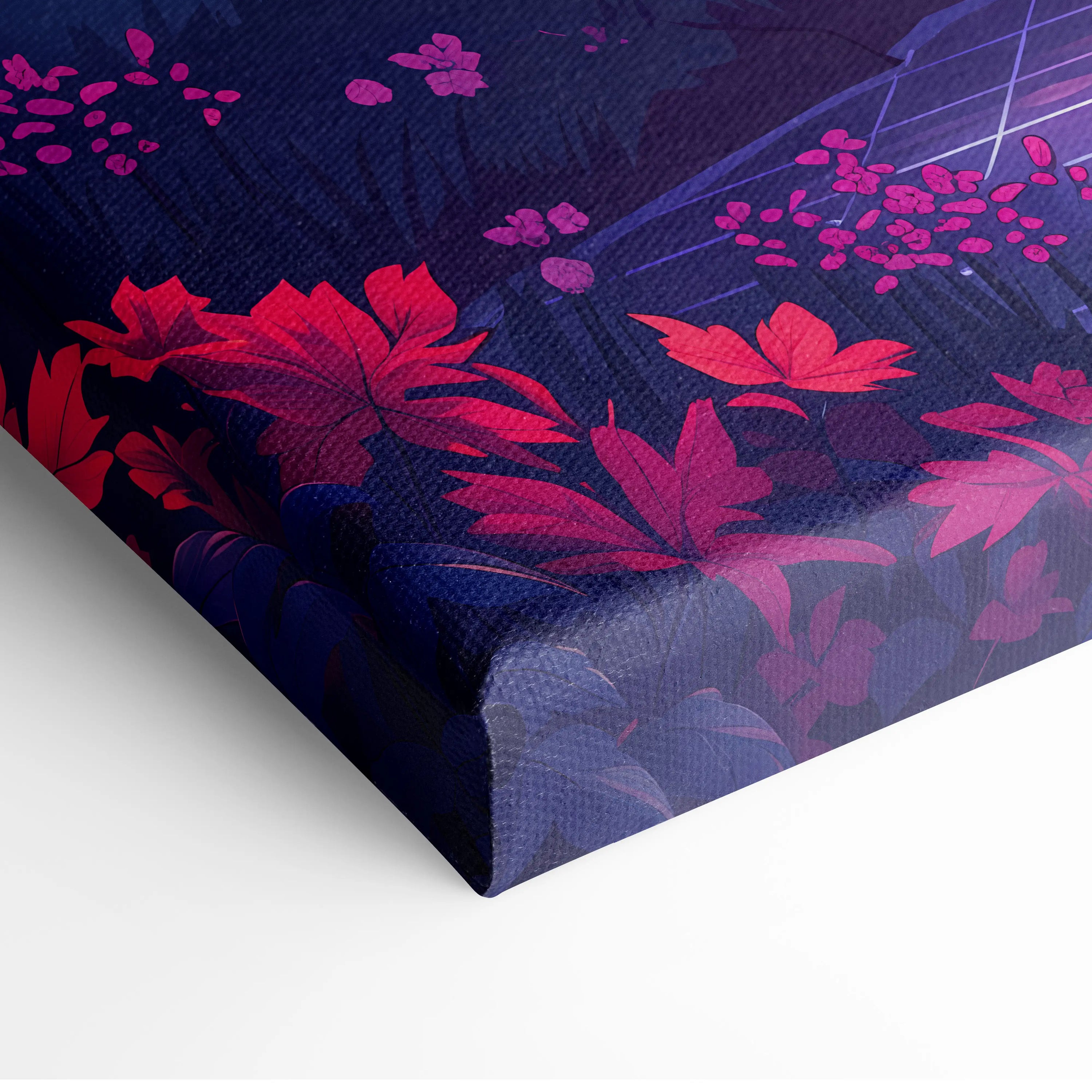Neon Vaporwave Sunset Landscape - Neon Vaporwave Landscape Pink Purple Living Room Retrofuturism Dreamy Retro Art Canvas
