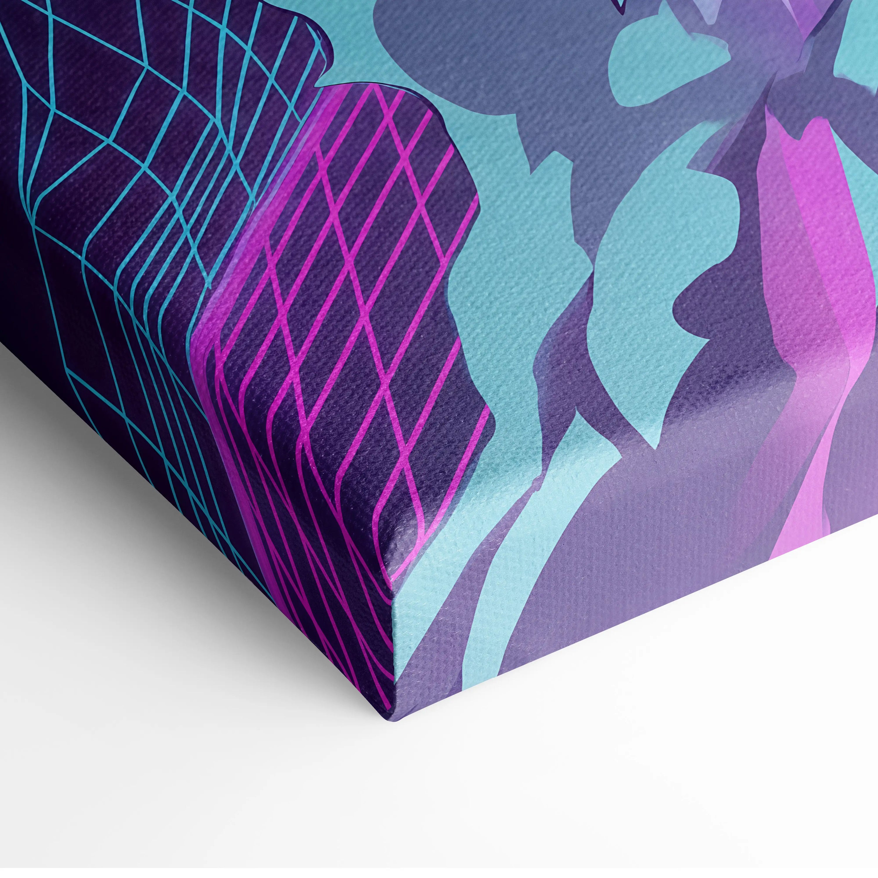 Neon Vaporwave Dream Canvas - Vaporwave Neon City Sunset Pink Blue Living Room Retro Futurism Dreamy Mood Canvas