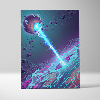 Neon Vaporwave Dream Canvas - Vaporwave Neon City Sunset Pink Blue Living Room Retro Futurism Dreamy Mood Canvas