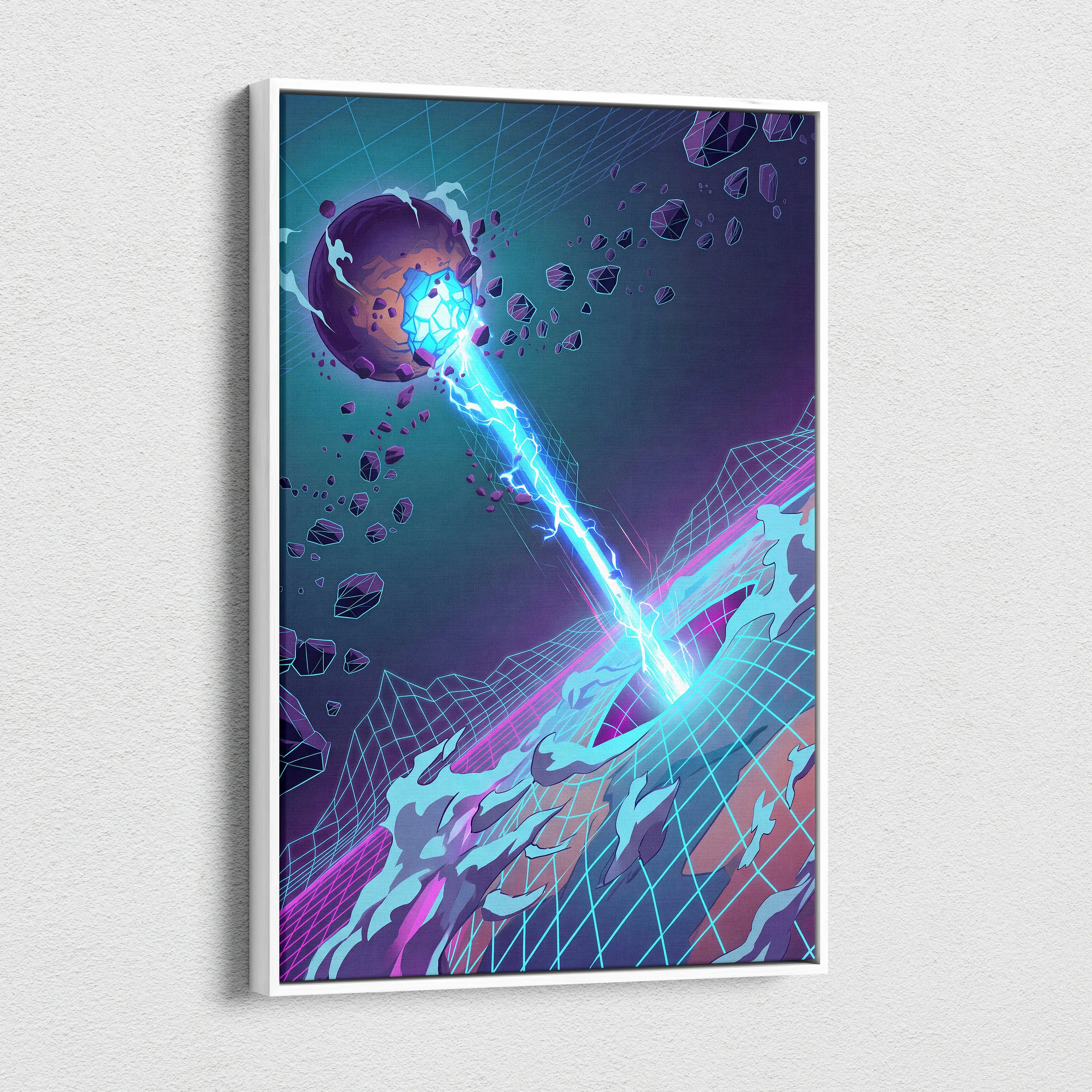 Neon Vaporwave Dream Canvas - Vaporwave Neon City Sunset Pink Blue Living Room Retro Futurism Dreamy Mood Canvas