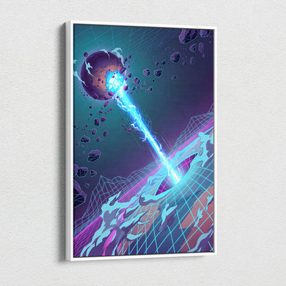 Neon Vaporwave Dream Canvas - Vaporwave Neon City Sunset Pink Blue Living Room Retro Futurism Dreamy Mood Canvas