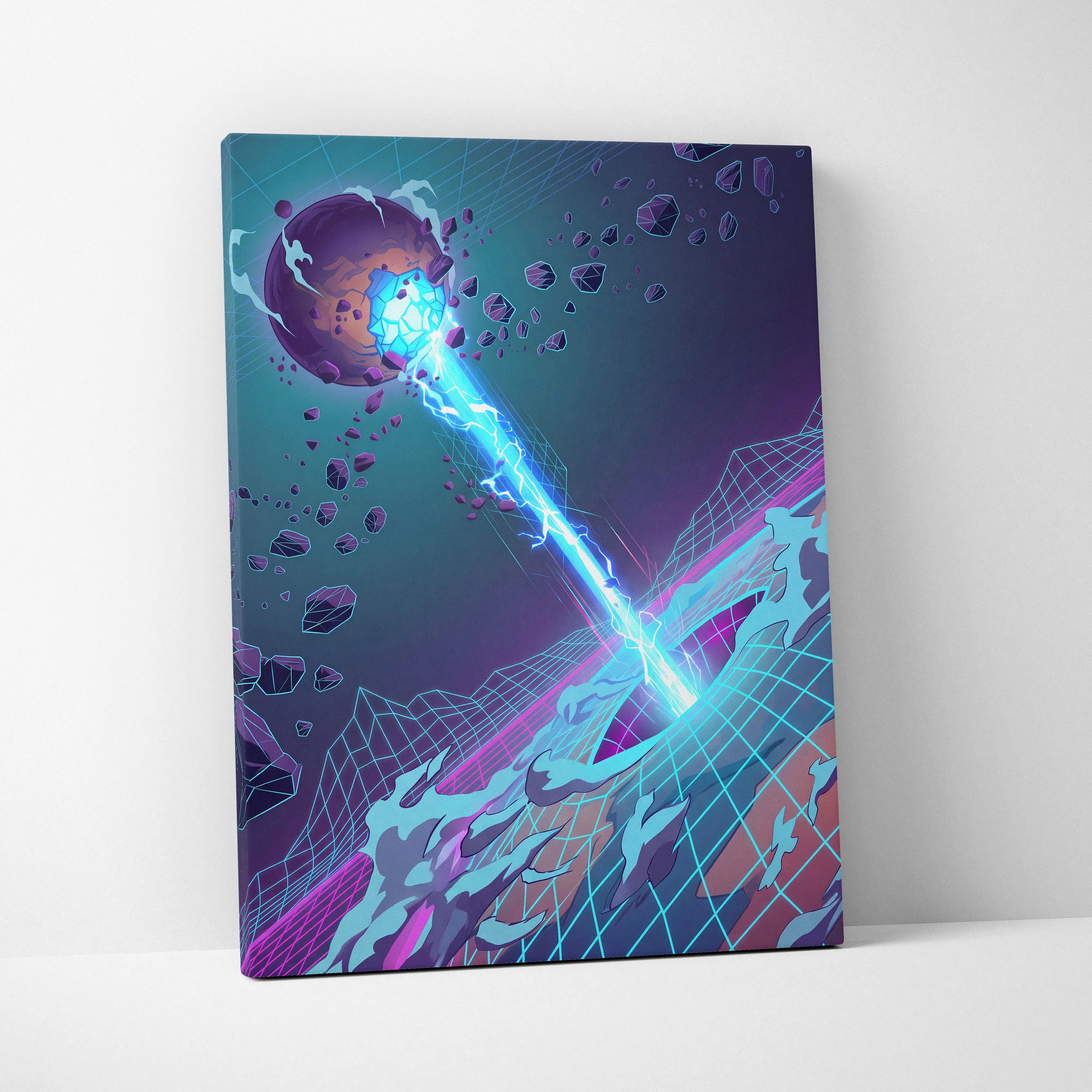 Neon Vaporwave Dream Canvas - Vaporwave Neon City Sunset Pink Blue Living Room Retro Futurism Dreamy Mood Canvas