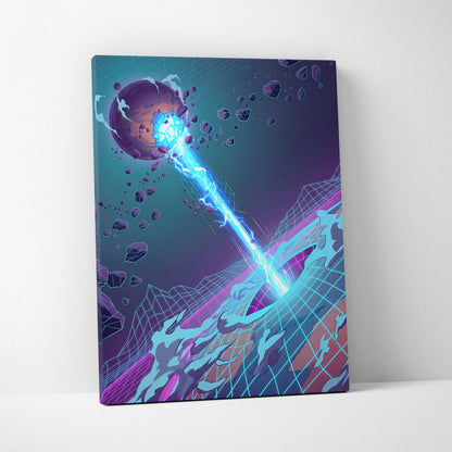 Neon Vaporwave Dream Canvas - Vaporwave Neon City Sunset Pink Blue Living Room Retro Futurism Dreamy Mood Canvas