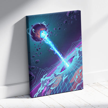 Neon Vaporwave Dream Canvas - Vaporwave Neon City Sunset Pink Blue Living Room Retro Futurism Dreamy Mood Canvas