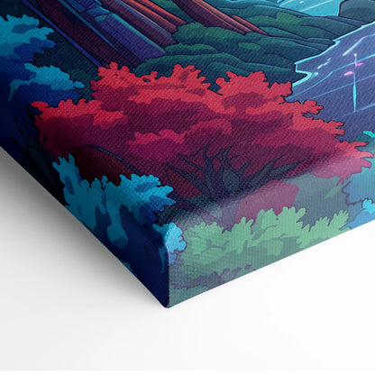 Vaporwave Neon Sunset Dreamscape - Vaporwave Canvas Art Neon Pink Purple Living Room Decor Retro Futurist Mood Canvas