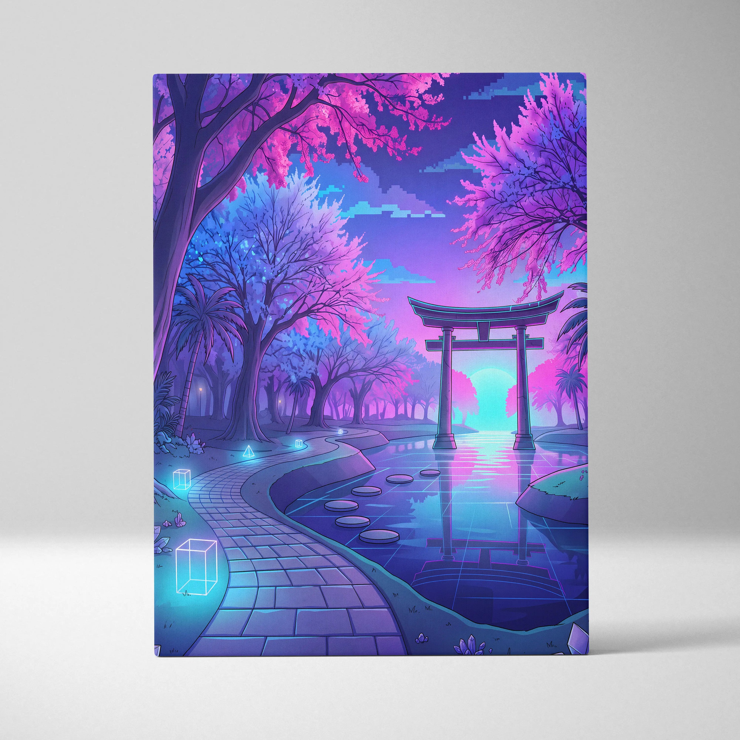 Neon Vaporwave Forest Canvas - Vaporwave Neon Purple Living Room Retro Dreamy Neon Mood Vaporwave City Canvas Art