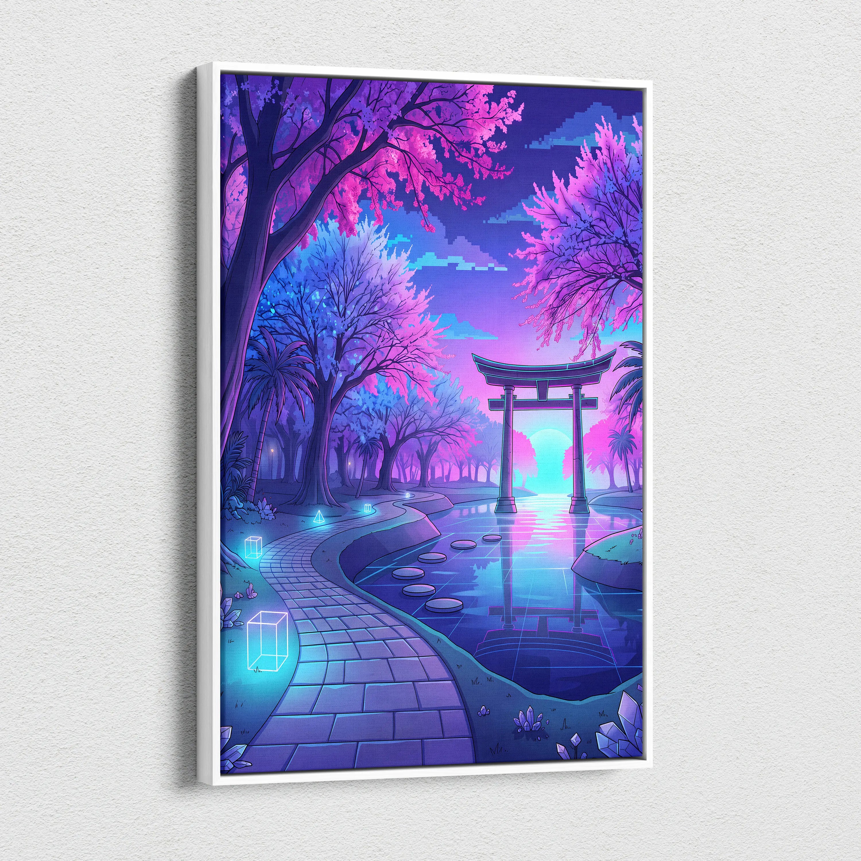 Neon Vaporwave Forest Canvas - Vaporwave Neon Purple Living Room Retro Dreamy Neon Mood Vaporwave City Canvas Art