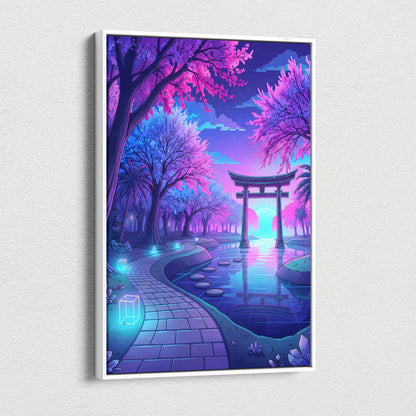 Neon Vaporwave Forest Canvas - Vaporwave Neon Purple Living Room Retro Dreamy Neon Mood Vaporwave City Canvas Art