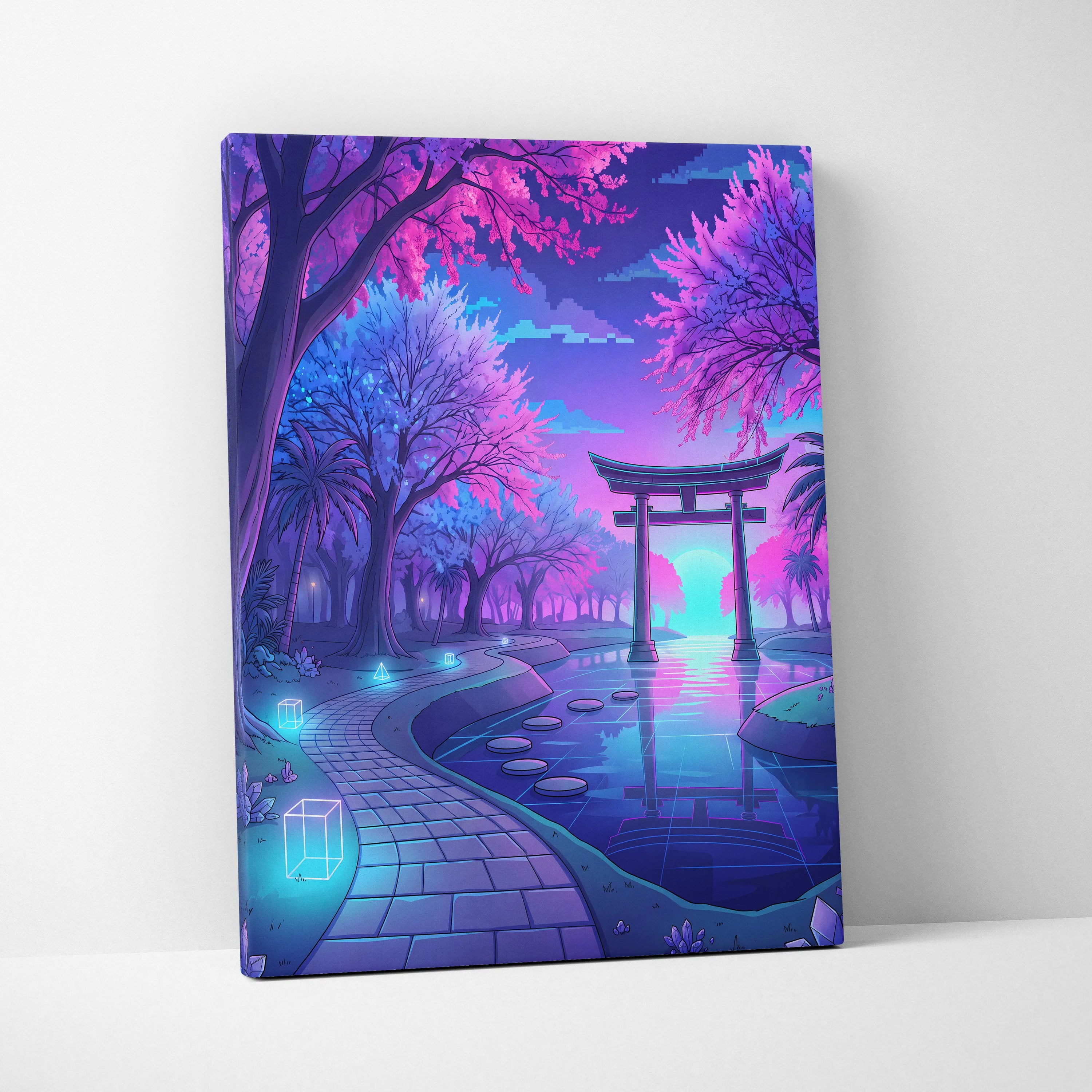 Neon Vaporwave Forest Canvas - Vaporwave Neon Purple Living Room Retro Dreamy Neon Mood Vaporwave City Canvas Art