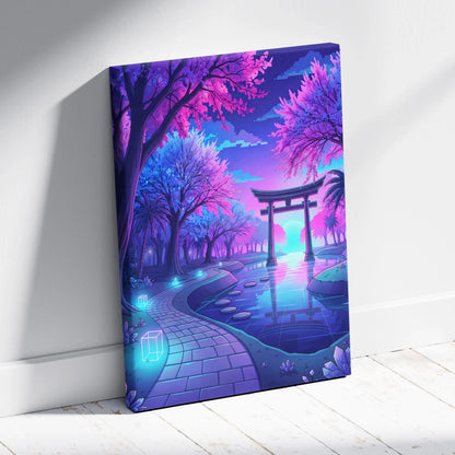 Neon Vaporwave Forest Canvas - Vaporwave Neon Purple Living Room Retro Dreamy Neon Mood Vaporwave City Canvas Art