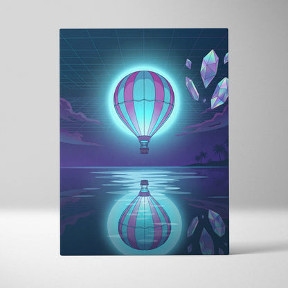 Neon Vaporwave Balloon Canvas - Vaporwave Balloon Blue Pink Living Room Futurism Dreamy Mood Modern Wall Art Canvas