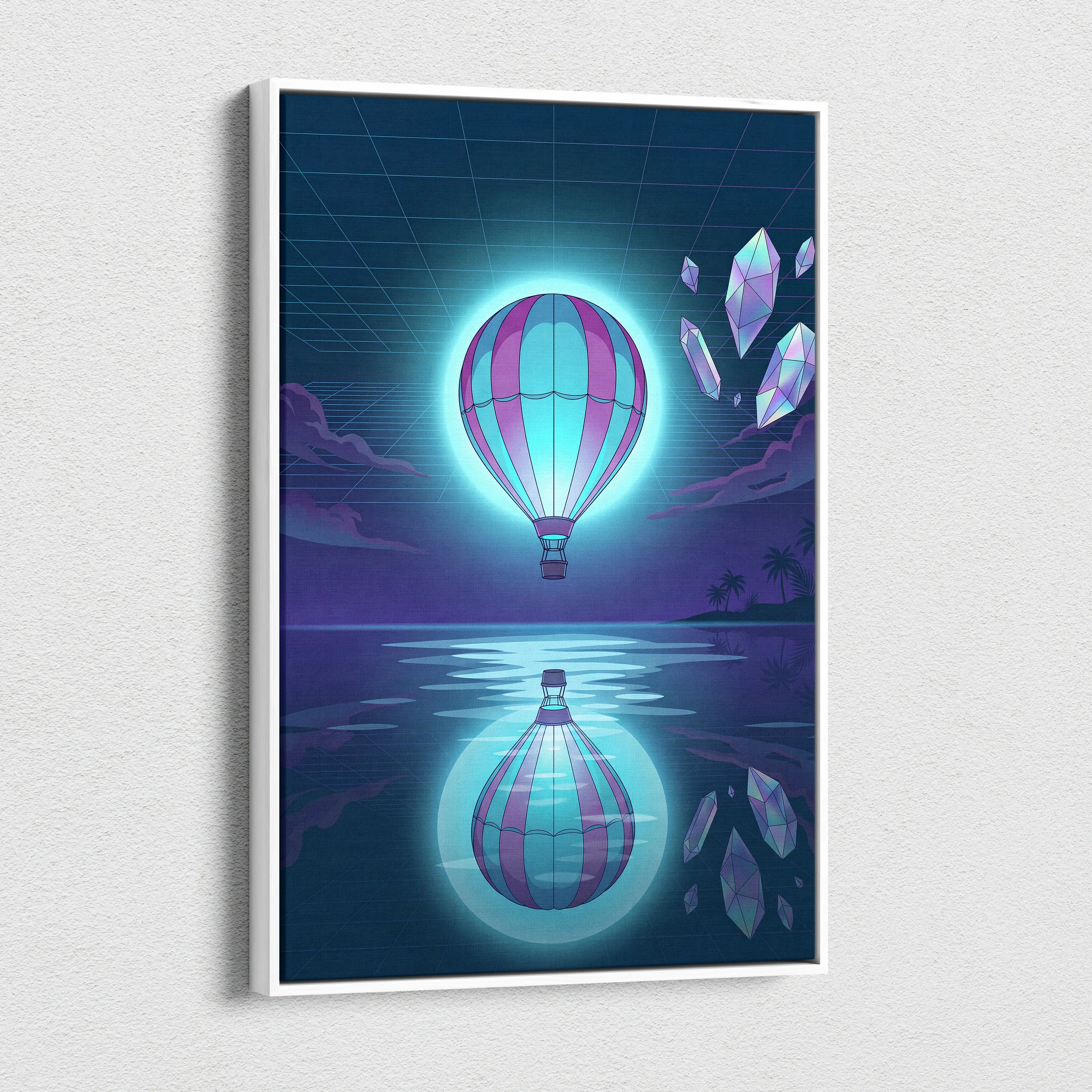 Neon Vaporwave Balloon Canvas - Vaporwave Balloon Blue Pink Living Room Futurism Dreamy Mood Modern Wall Art Canvas