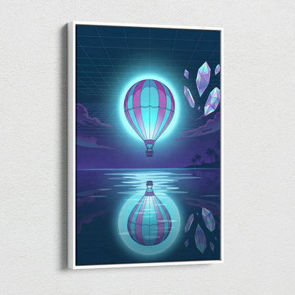 Neon Vaporwave Balloon Canvas - Vaporwave Balloon Blue Pink Living Room Futurism Dreamy Mood Modern Wall Art Canvas