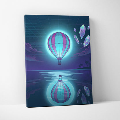 Neon Vaporwave Balloon Canvas - Vaporwave Balloon Blue Pink Living Room Futurism Dreamy Mood Modern Wall Art Canvas