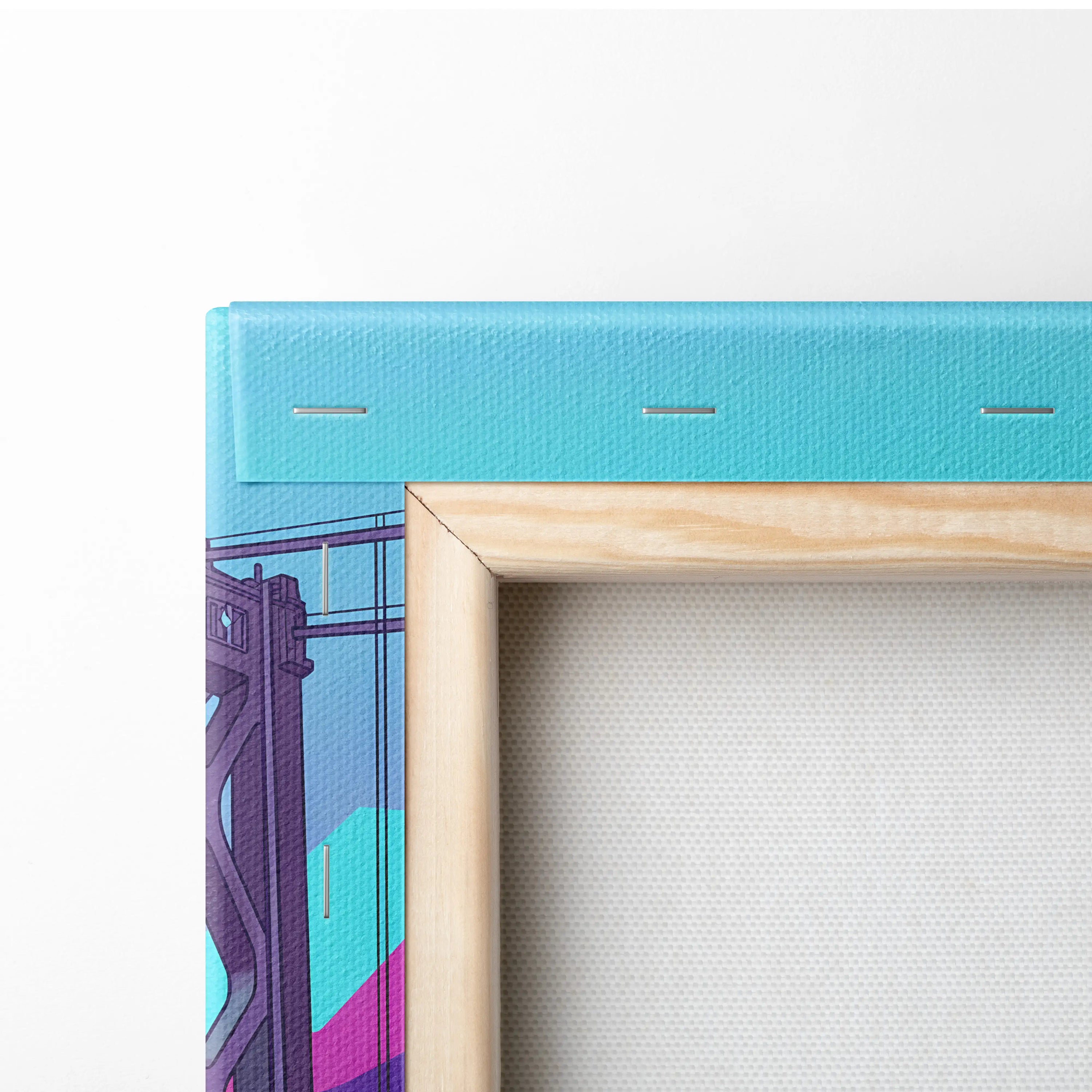 Neon Vaporwave Canvas Sunset - Vaporwave Landscape Blues Pink Turquoise Living Room Dreamy Nostalgic Neon Decor Canvas