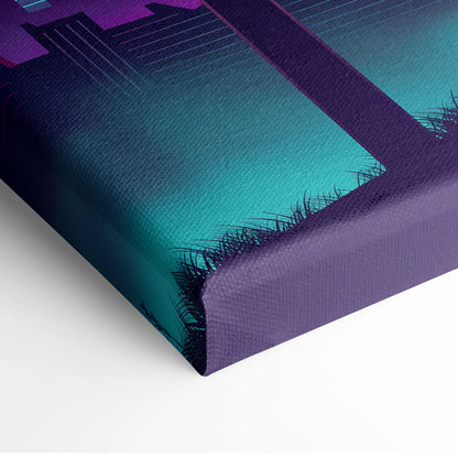 Neon Sunset Vaporwave Canvas - Vaporwave Sunset Canvas Purple Orange Living Room Dreamy Neon Deco Vaporwave Theme Canvas
