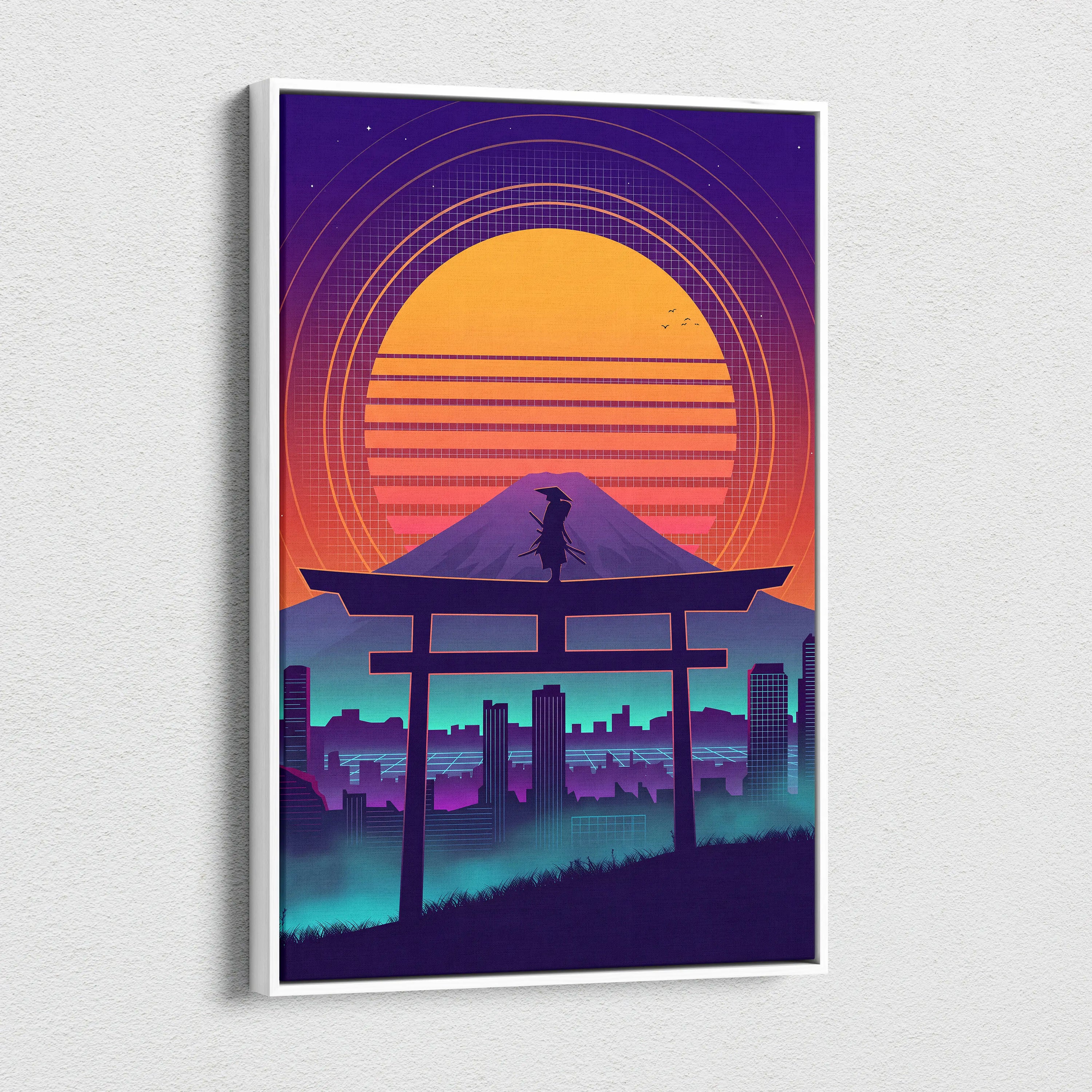 Neon Sunset Vaporwave Canvas - Vaporwave Sunset Canvas Purple Orange Living Room Dreamy Neon Deco Vaporwave Theme Canvas