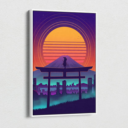 Neon Sunset Vaporwave Canvas - Vaporwave Sunset Canvas Purple Orange Living Room Dreamy Neon Deco Vaporwave Theme Canvas