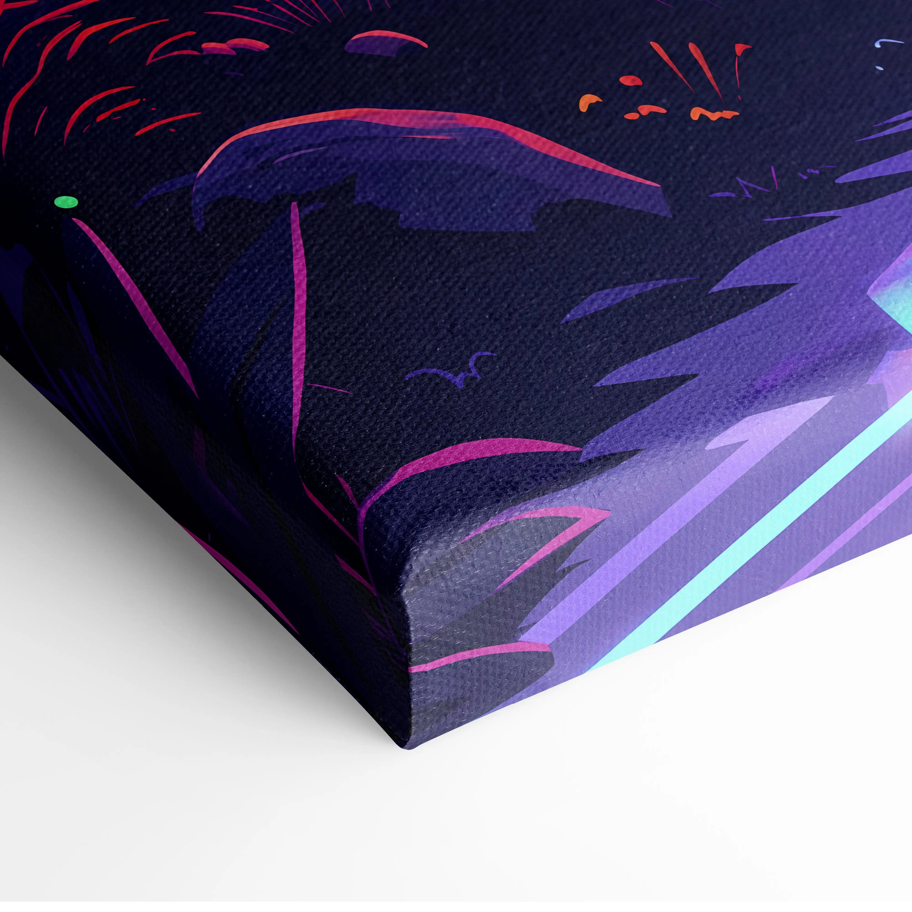 Vaporwave Neon Forest Sunset Canvas - Vaporwave Forest Sunset Purple Pink Neon Living Retro Dreamy Neon Vaporwave Canvas