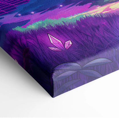 Neon Vaporwave Forest Canvas - Forest Vaporwave Neon Canvas Wall Art Living Room Dreamy Mood Neon Night Decor Vaporwave