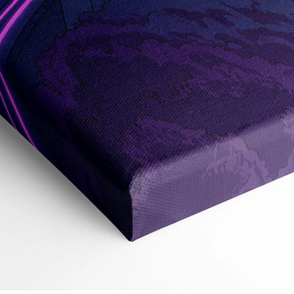 Neon Vaporwave Cityscape Canvas - Vaporwave Cityscape Neon Purple Living Room Retro Dreamy Neon Wall Art Canvas
