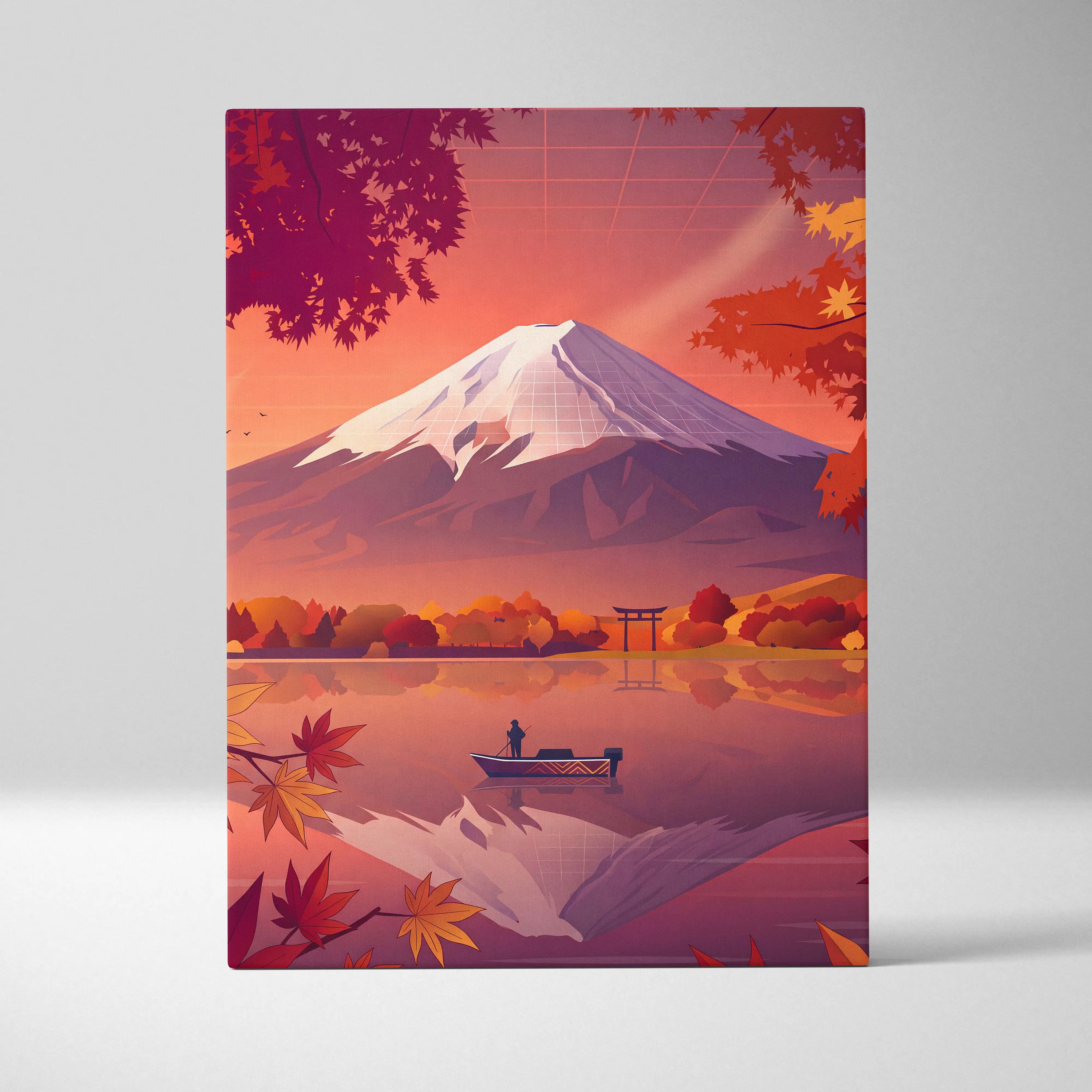 Vaporwave Neon Mountain Canvas - Vaporwave Landscape Neon Pink Purple Living Room Retro Dreamy Mood Modern Canvas Art