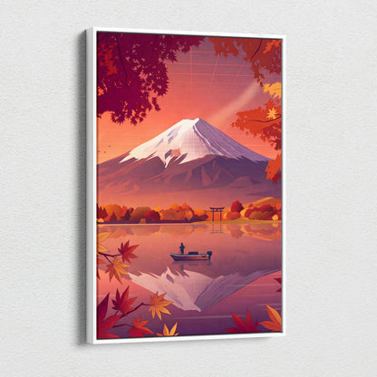 Vaporwave Neon Mountain Canvas - Vaporwave Landscape Neon Pink Purple Living Room Retro Dreamy Mood Modern Canvas Art