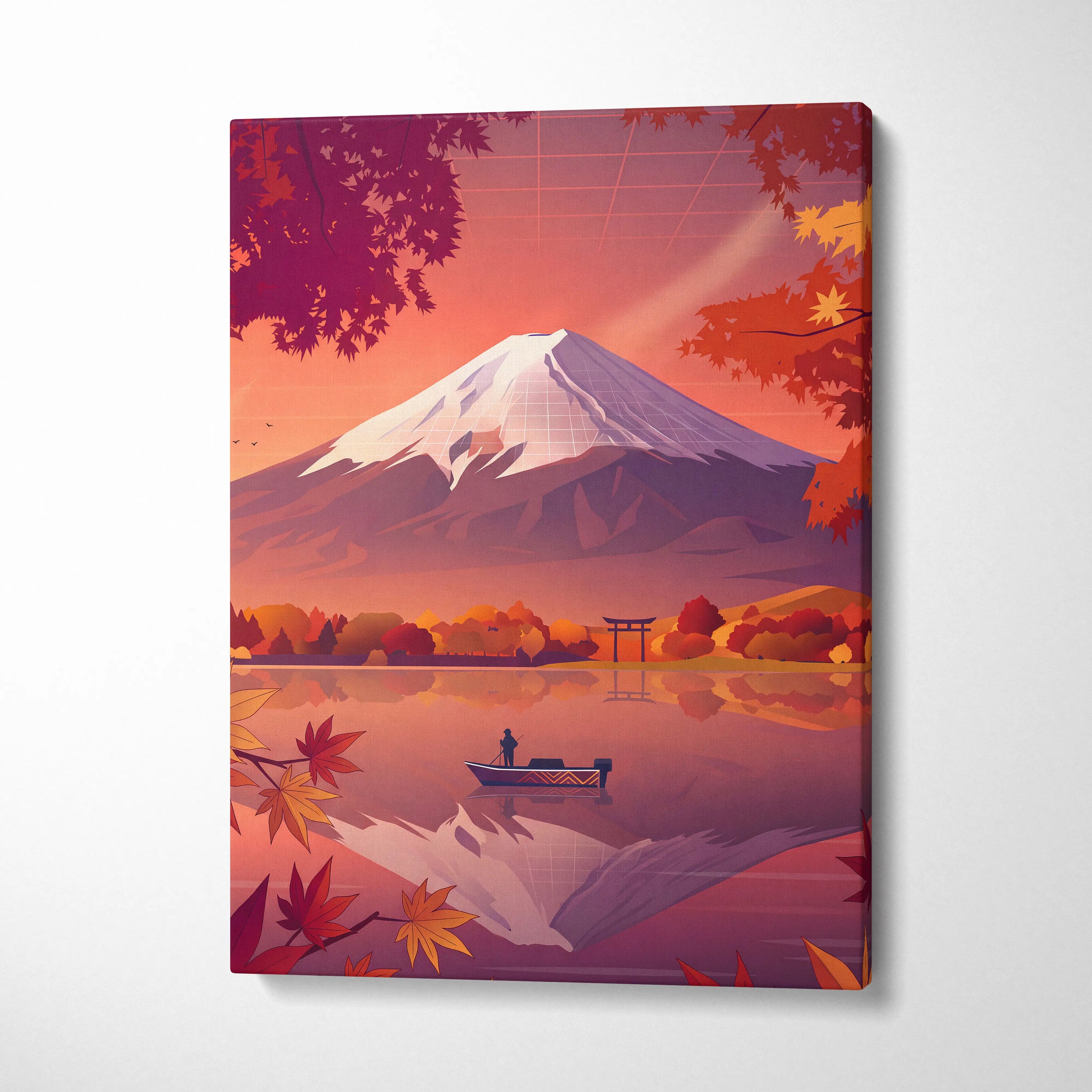 Vaporwave Neon Mountain Canvas - Vaporwave Landscape Neon Pink Purple Living Room Retro Dreamy Mood Modern Canvas Art