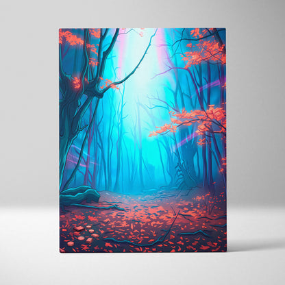 Neon Forest Vaporwave Canvas - Vaporwave Landscape Neon Blues Pink Living Room Retro Futurism Dreamy Atmosphere Wall Art