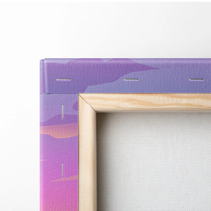 Neon Vaporwave Landscape Canvas - Landscape Neon Pink Purple Cyan Living Room Vaporwave Dreamy Retro Modern Art Canvas