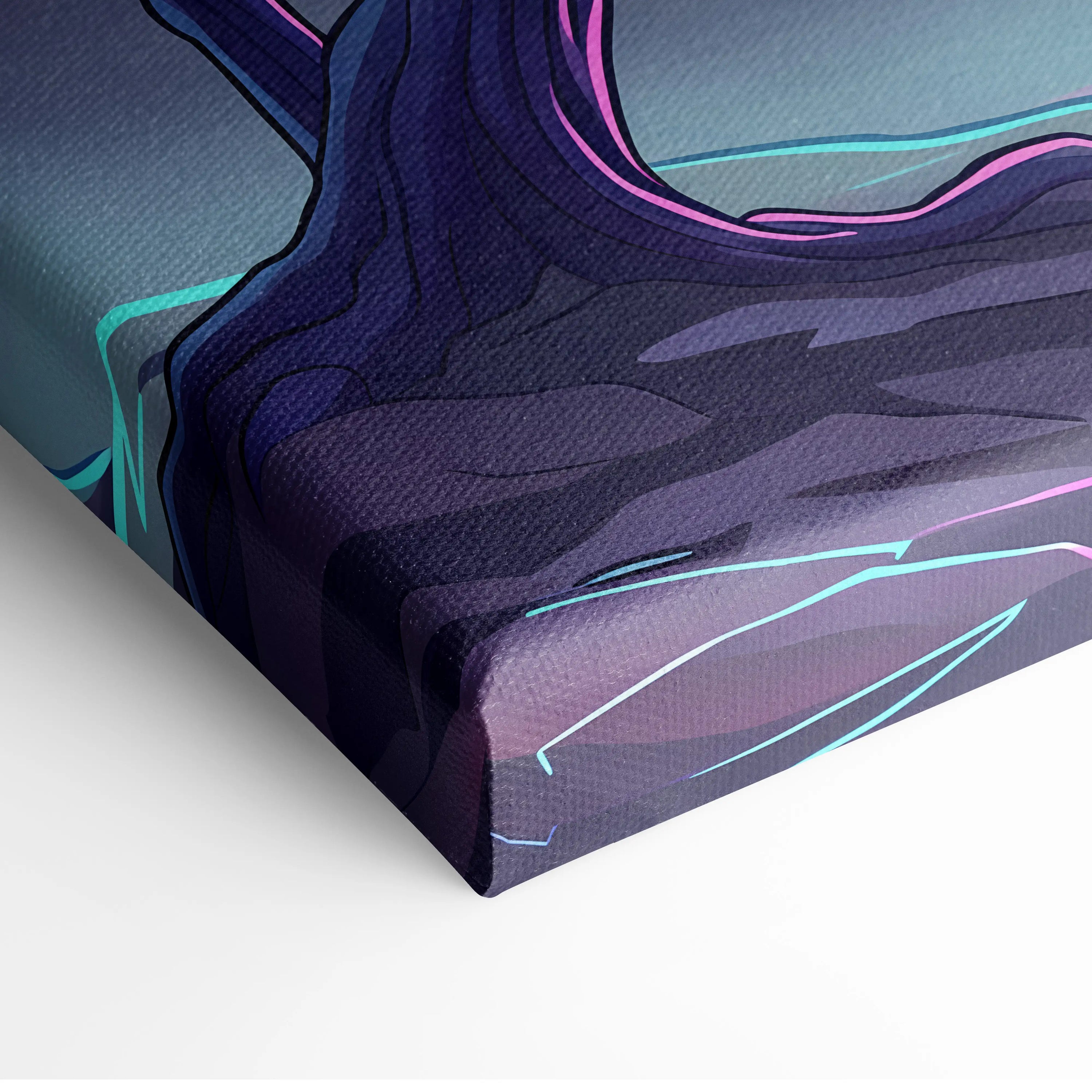 Neon Vaporwave Landscape Canvas - Landscape Neon Pink Purple Cyan Living Room Vaporwave Dreamy Retro Modern Art Canvas
