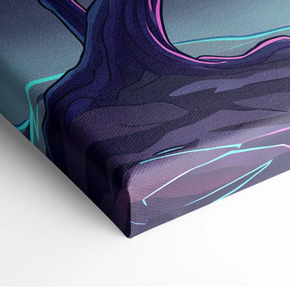 Neon Vaporwave Landscape Canvas - Landscape Neon Pink Purple Cyan Living Room Vaporwave Dreamy Retro Modern Art Canvas