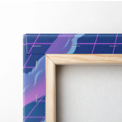 Neon Vaporwave City Canvas - Vaporwave City Neon Pink Purple Blue Living Room Decor Retro Futurism Dreamy Neon Nostalgia Vaporwave Decor Canvas Print