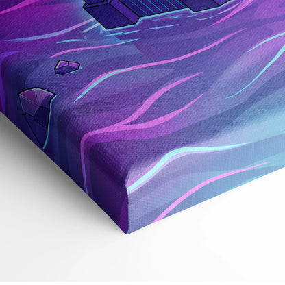 Neon Vaporwave City Canvas - Vaporwave City Neon Pink Purple Blue Living Room Decor Retro Futurism Dreamy Neon Nostalgia Vaporwave Decor Canvas Print