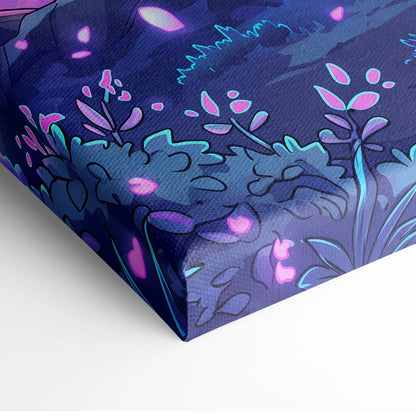 Neon Sakura Vaporwave Canvas - Sakura Tree Neon Pink Purple Blue Living Decor Vaporwave Dreamy Surreal Wall Art Canvas