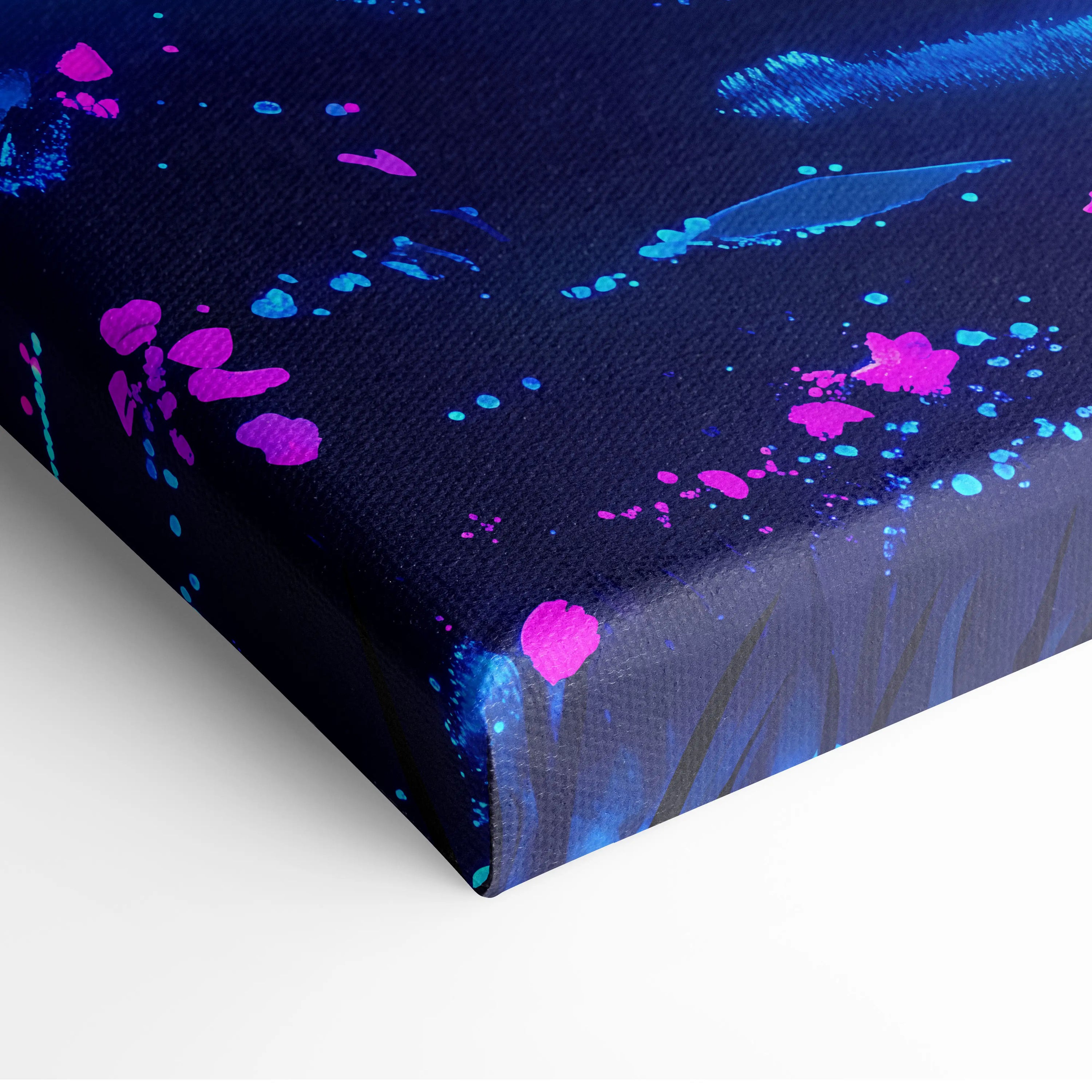 Neon Vaporwave Landscape Canvas - Vaporwave Landscape Neon Blues For Living Room Synthwave Dreamy Mood Modern Wall Decor